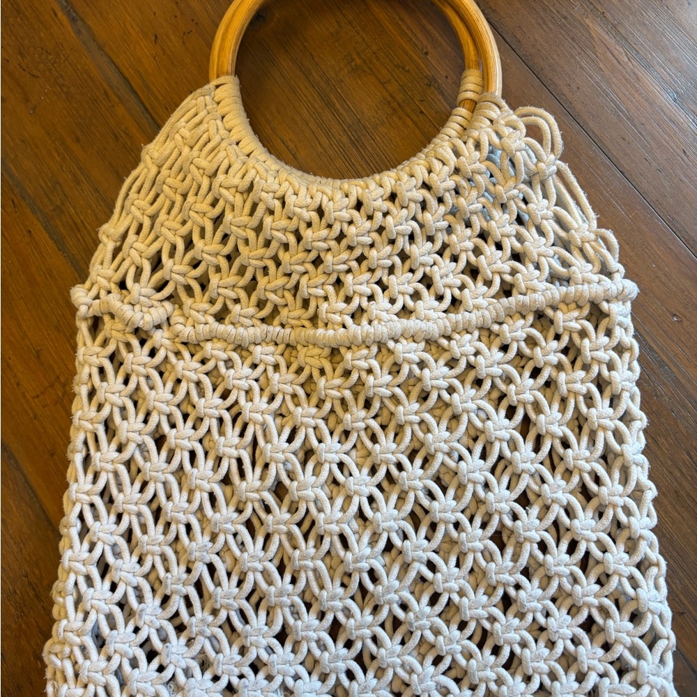 White crochet handbag